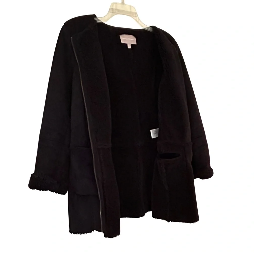 Banana Republic Faux Suede faux Shirling Zipper Front Collar-less Coat XL
